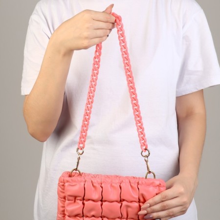 A chain for a bag, plastic, with carbines, 23 × 17 mm, 68 cm, pink/gold color-2