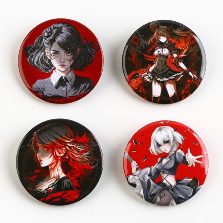 Metal anime icon, “black red” set, d = 38 mm, 4 pcs.-1