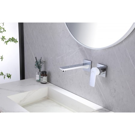 ABBER Weiss Insel AF8082W sink mixer, single -rose, built -in, white/chrome-1