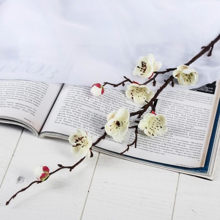 Artificial flowers "Sakura branch" 2.5x42 cm, white