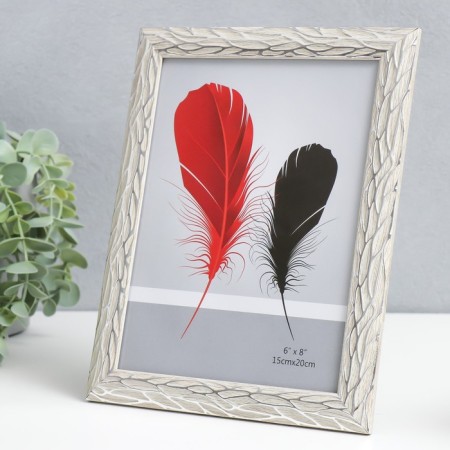 Photo frame plastic 15x20 cm "roots" beige with silver 24x19 cm-1