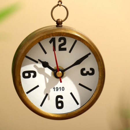 Table clock 32x21 cm, (diameter of 8 cm hours), brass-6