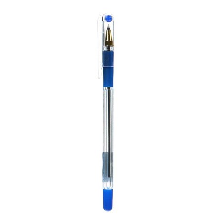 Ballic handle 0.5 mm, blue rod, transparent body with a rubber holder-1