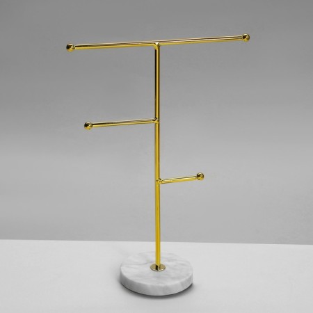 Starrings for Earrings "Marble", 3 tiers, 18.5 × 8 × 26.5 cm, white-golden color-1