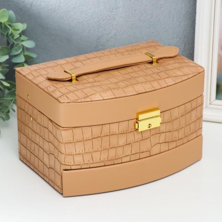 Casket to the leatherette to decorates the chest "Caramel python" Combined 13x15x21.5 cm