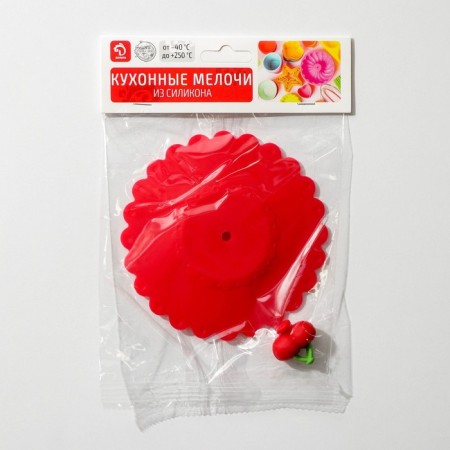 Silicone lid Silicone Dolyana "Cherry", D = 11 cm, red color-3