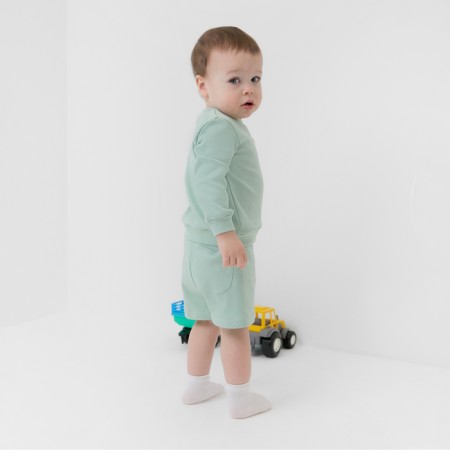 Kidsa (sweatshirt, shorts) minku, green color, height 86-92 cm-3
