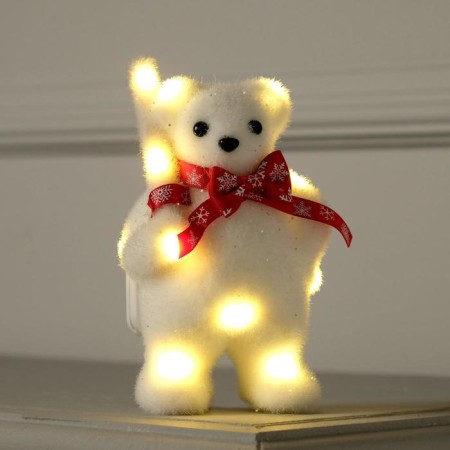 LED figure "Bear with a staff" 9 × 15 × 6 cm, phlock, batteries CR2032x2 (not in the kit), glow warm white