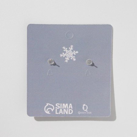 Earrings "Snowflakes" with rhinestones, white color in silver-4