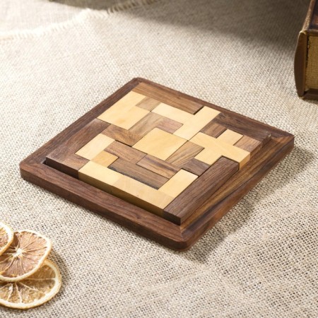 Game table puzzle 16x16x2 cm, tree shisham-2