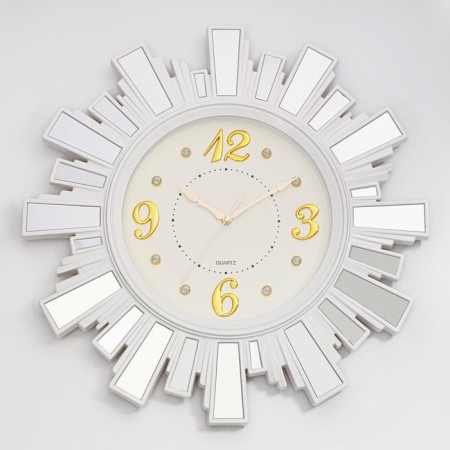 Wall clock, series: interior, "rays of the sun", smooth move, with a mirror, d-53 cm, white