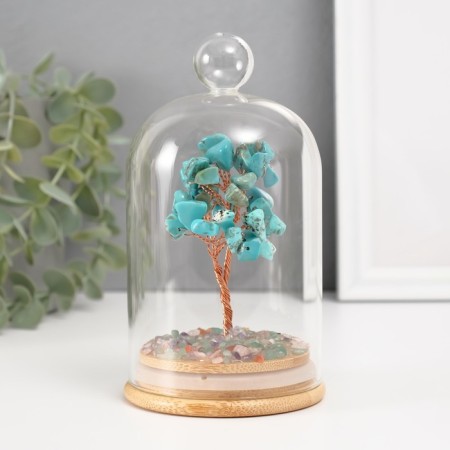 Souvenir "Cash tree in a flask with a handle" turquoise 36 stones 8.2x8.2x13 cm