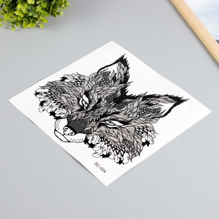 Tattoo on the body black "fox" 38x24 cm-1