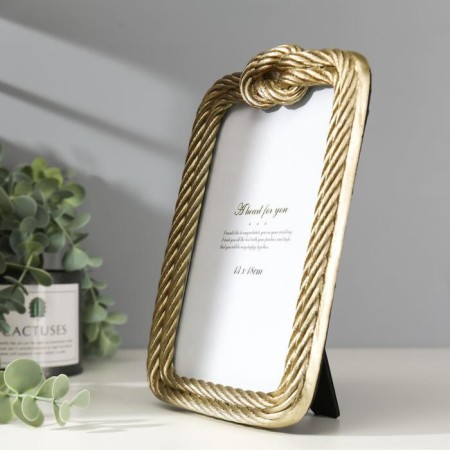 Photo frame Polystone 13x18 cm "Rope with a knot" gold 20.5x15 cm-1