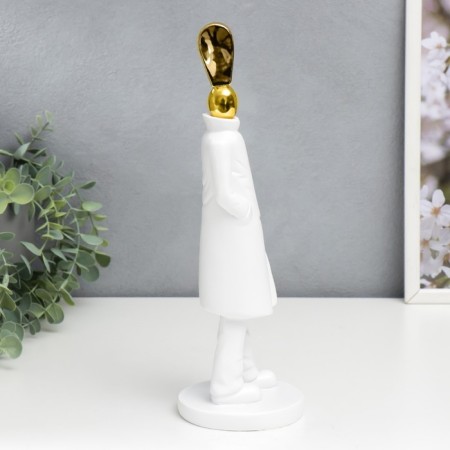 Polystone souvenir "Man - exclamation mark" White with gold 33x10x10 cm-1