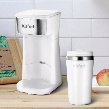 Coffee machine KitFort KT-7411, Capilny, 450 W, 0.4/0.4 L, white-silver-2