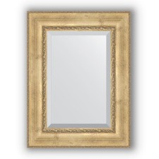 Mirror with fatset in a baguette frame - aged silver with an ornament of 120 mm, 62 x 82 cm, evoForm