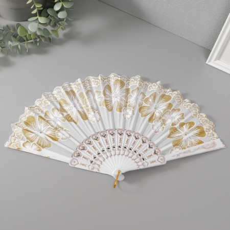 Fan plastic, textiles "golden patterns" sparkle mix 22.5 cm-3
