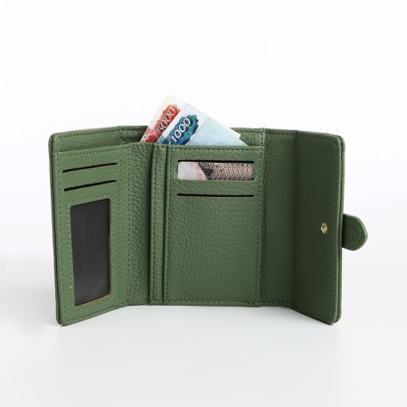 Women's wallet on the button, green color-4