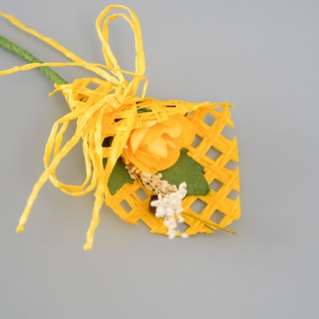 A set of decorative bouquets (12 pcs) "Rose" 5x9 cm, yellow-2