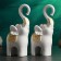 Figure "Elephant - a trunk heart" set 2pcs, 22x11cm, white with gold