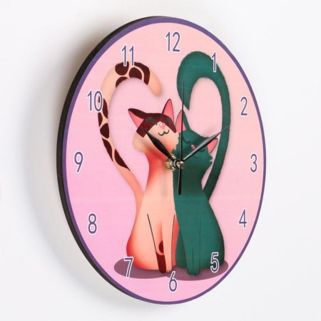 Wall clock, series: love, "cats", discrete move, D-23. cm-1