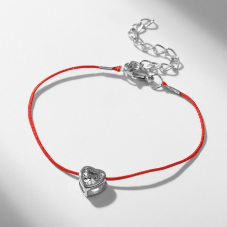 Bracelet "Brill" heart, white color in silver-1