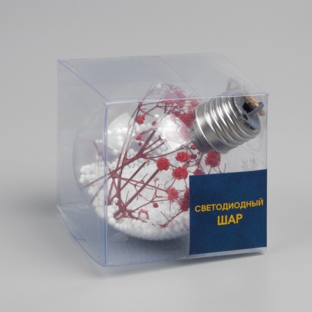 Fir -tree ball "Pink dry flowers", batteries, 5 LED, glow warm white-5