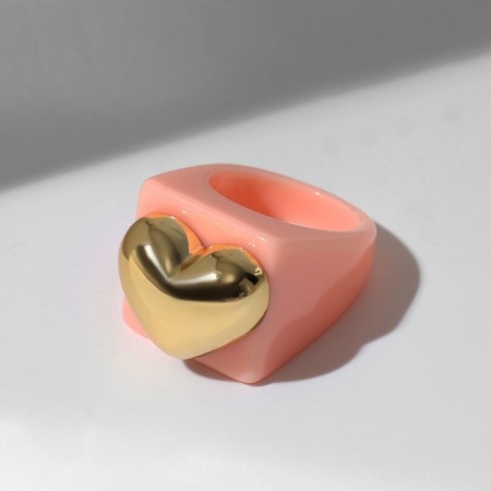 Ring "Heart" is wide, peach color, size 18.5-2