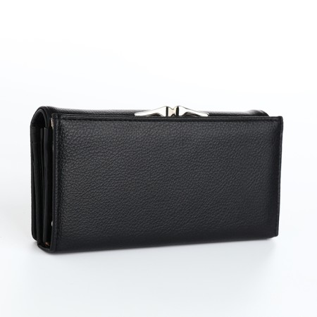 Women's wallet on magnets, black color-1