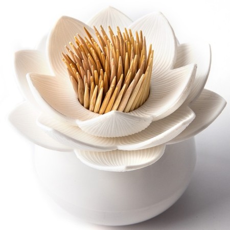 Lotus toothpick holder, white