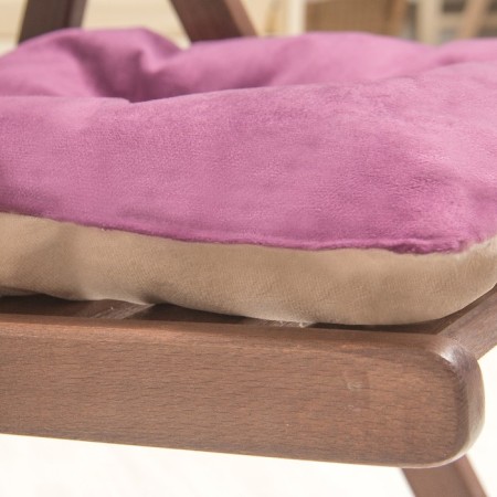 Pillow on a square chair 45x45cm, height 5cm, lilac velor, gray, synthet. fiber-2