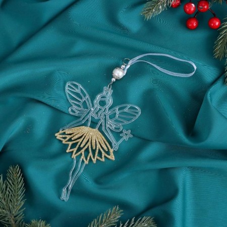 Jewelry decoration "Thumbelina skirt" 9.5x14.5 cm, transparent-gold