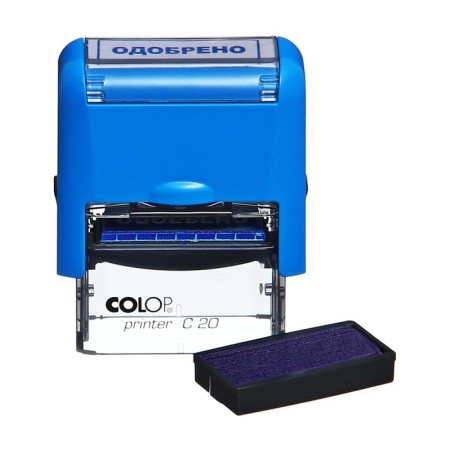 Automatic stamp, 14x38mm, "approved", blue-4