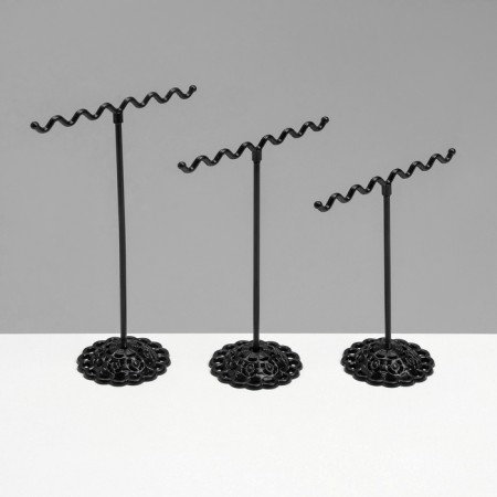 Claus stand “Waves”, set of 3 pcs., H = 9.5, 11, 13 cm, black color-2