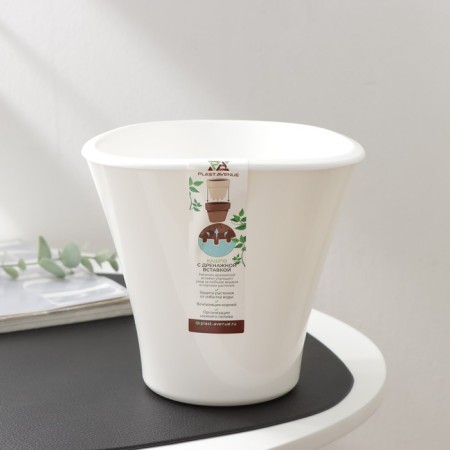 Kashpo for flowers with an insert “lagoon”, 1.5 l, d = 16 cm, h = 15 cm, white color-5