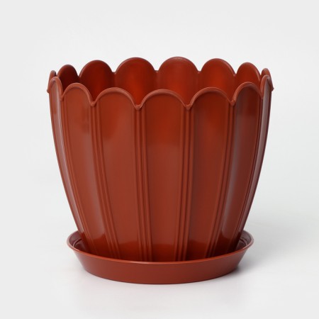 Pot for flowers with a pallet 2.1l d16.5cm H14.8 cm "chrysanthemum", tiracot color