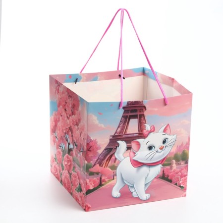 Gift package with a wide bottom, 30x30x30 cm, cats aristocrats-2