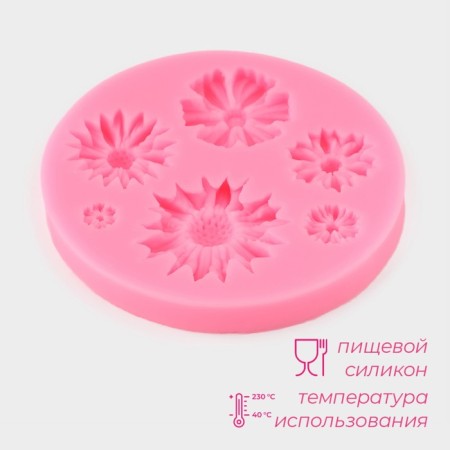 Mold Dolyana "Flowers", silicone, d = 7.5 cm, color mix-1