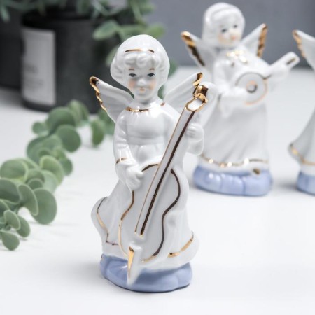 Souvenir Ceramics "Angels in White Togs - Musicians" Set 6 pcs with gold 12.5 cm-1