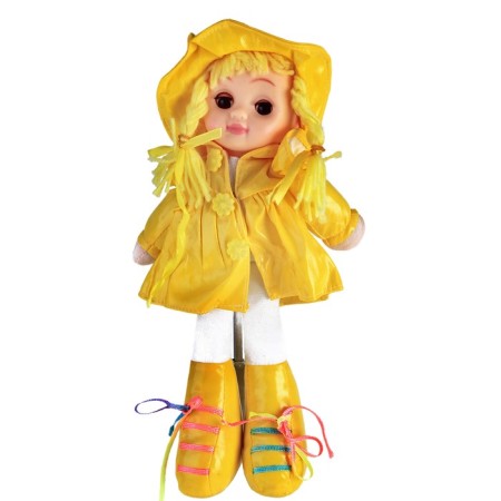 Soft toy "Doll", in a leather sundress and hat, Mix color-3