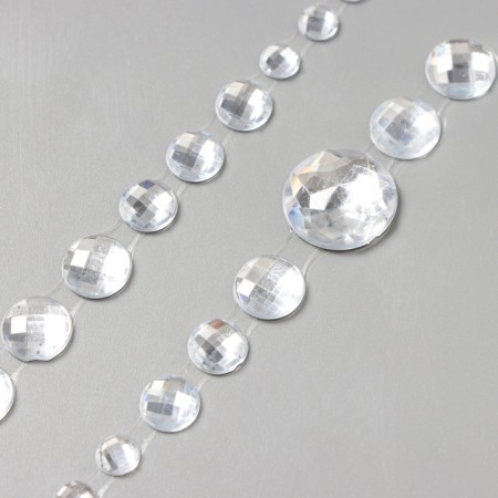Stick plastic rhinestones for hair "circles" silver 25x13 cm-2