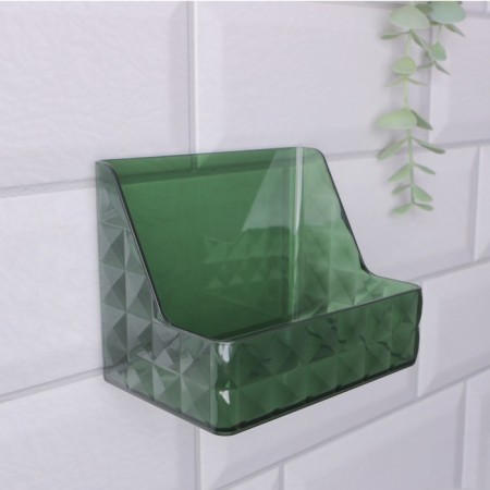 Organizer for storage "Green", hinged, 1 section, with an adhesive base, 11.8 × 7.8 × 9 cm, translucent/green color-3
