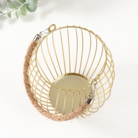 Climber metal, textiles per 1 candle "Basket" d = 10 cm bronze 15x15x17 cm-3