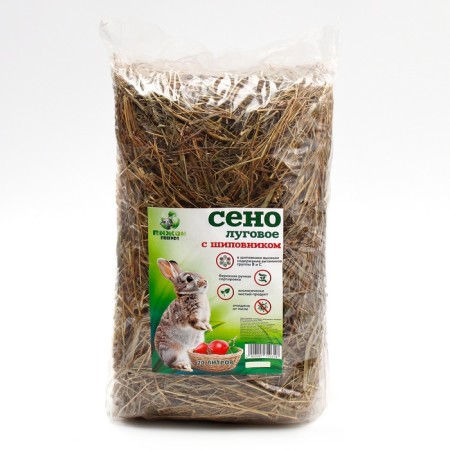 Lugovoi hay with rosehip fruits "Piggon" for rodents, 20 l, 500 g-4