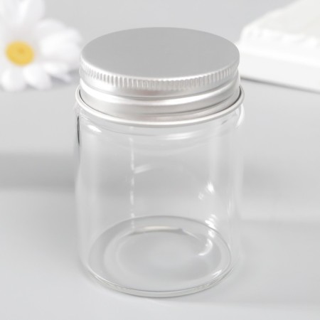Decor for creativity Glass "Jars with a lid" silver 4.7x4.7x6 cm