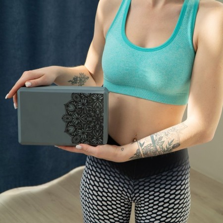 Sangh yoga block, 23 × 15 × 8 cm, gray color-3
