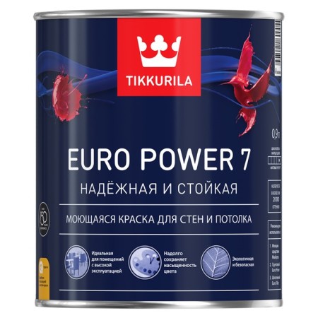 Latex paint for internal work Tikkuril Euro Power 7, Base A, matte 0.9l