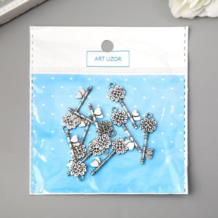 Decor for creativity Metal "Key with hearts" silver 3x1 cm-3