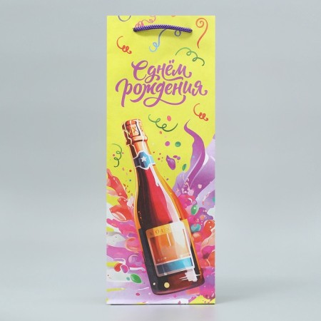Gift package for a bottle, packaging, "Birthday", 36 x 13 x 10 cm-3